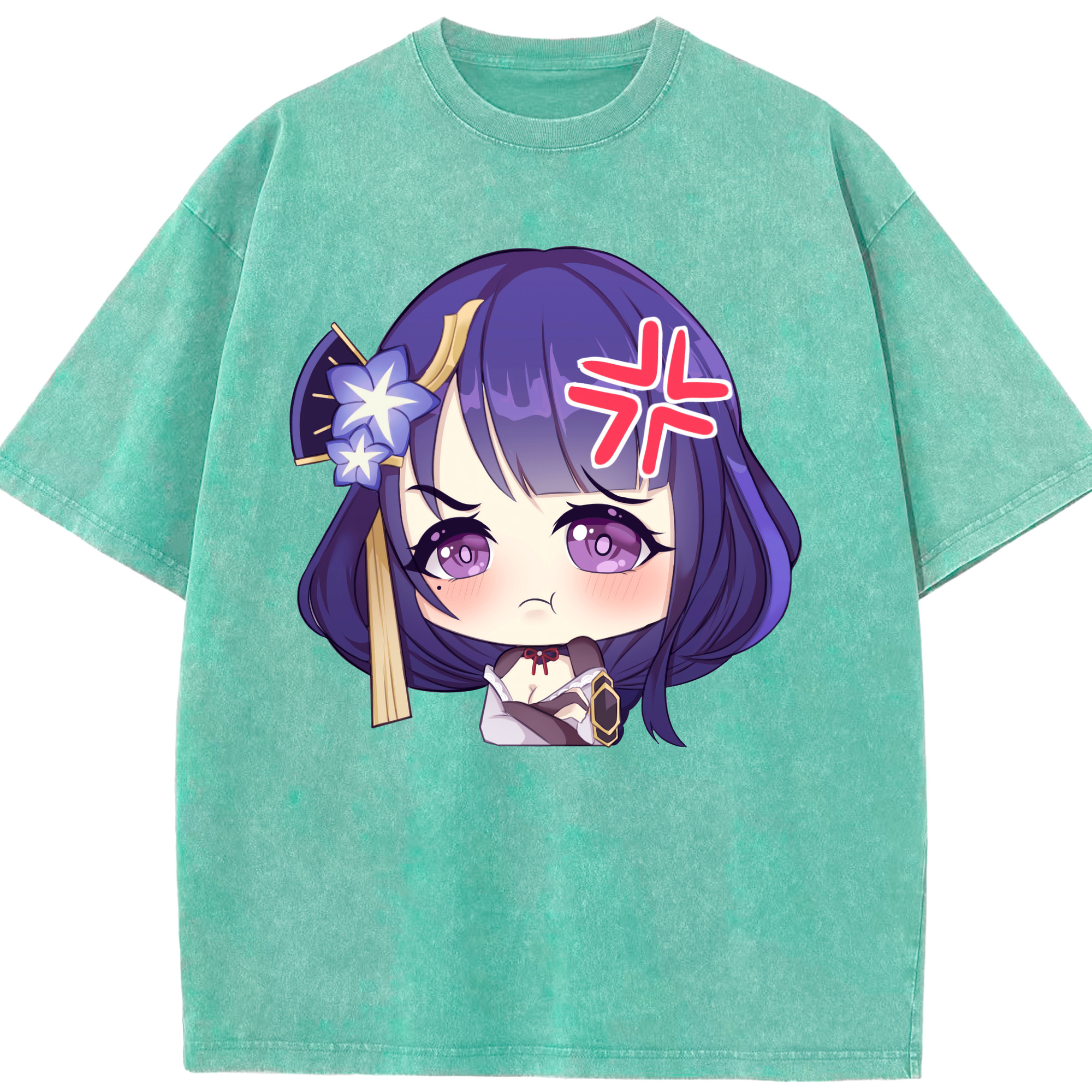 げんし神 雷電将軍 らいでんしょうぐん genshin Raiden Shogun 綿100% ヴィンテージ風 半袖Tシャツ（フロントプリント）